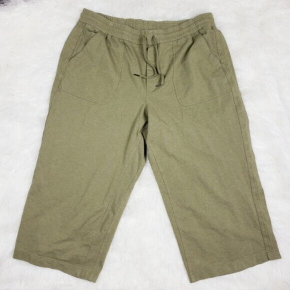 Athleta Farallon Heathered Wide Crop Pants Shadow Olive Heather Plus size 24 - Picture 2 of 12